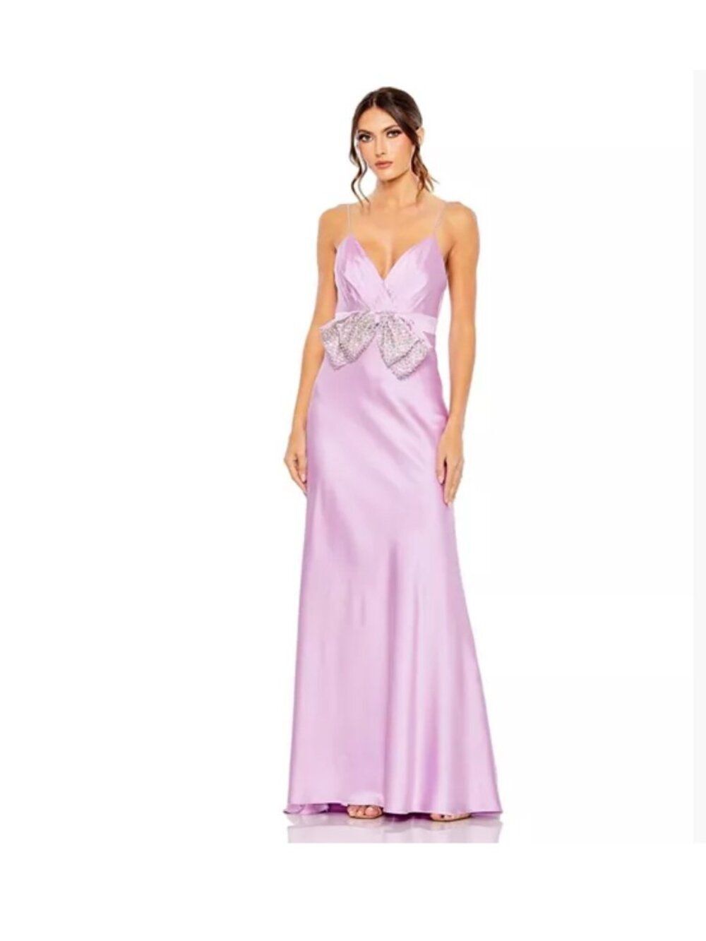 Mac Duggal Rhinestone Bow Cami Draped Trumpet Gown Dress Size 6